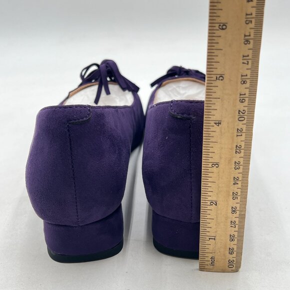 YDN Dark Purple Block Low Heel Loafer Square Toe Tassel Fringe Pump Slip On Shoe - Picture 5 of 8